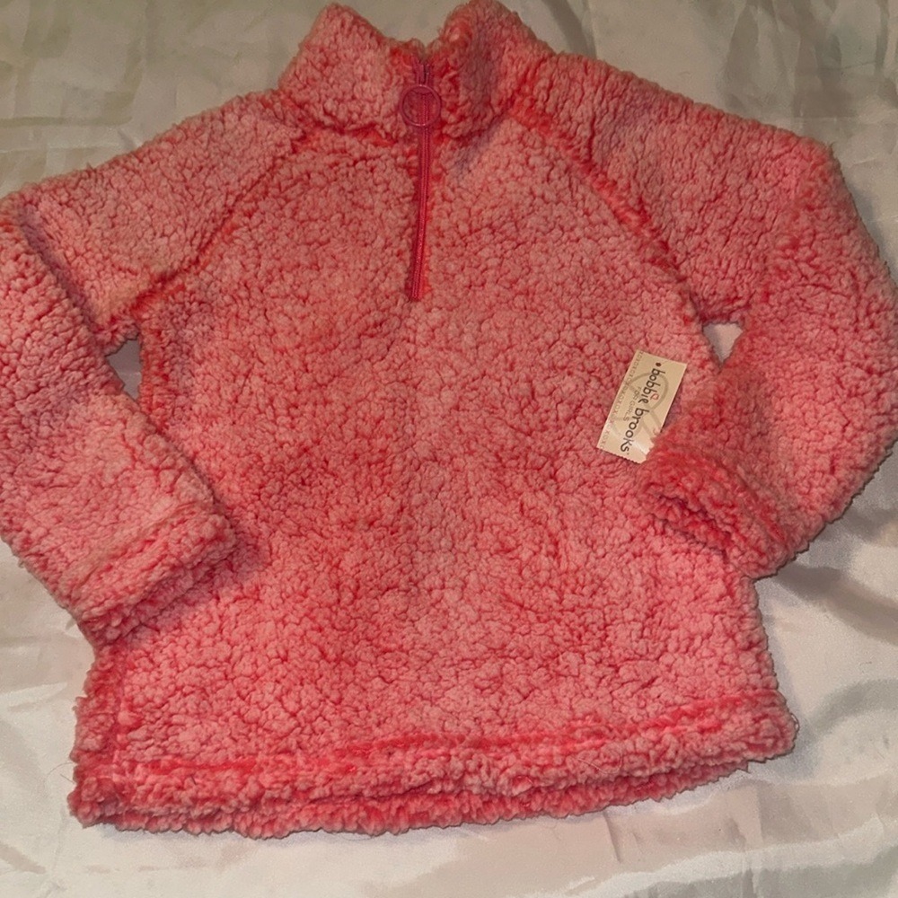 Bobbie Brooks Girls Pink Sherpa Fleece Quarter Zip Pullover Sweater XS 4/5 NEW
